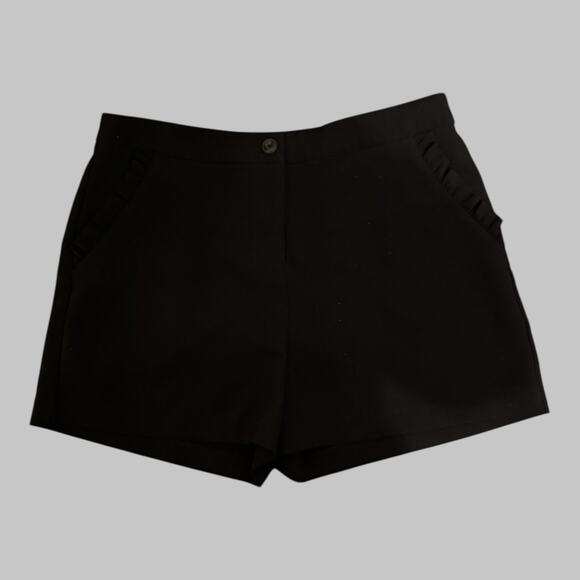 Mosaic & Co Pants - Mosaic Co Womens High Waisted Black Tailored Dress Shorts Ruffle Pockets Size L